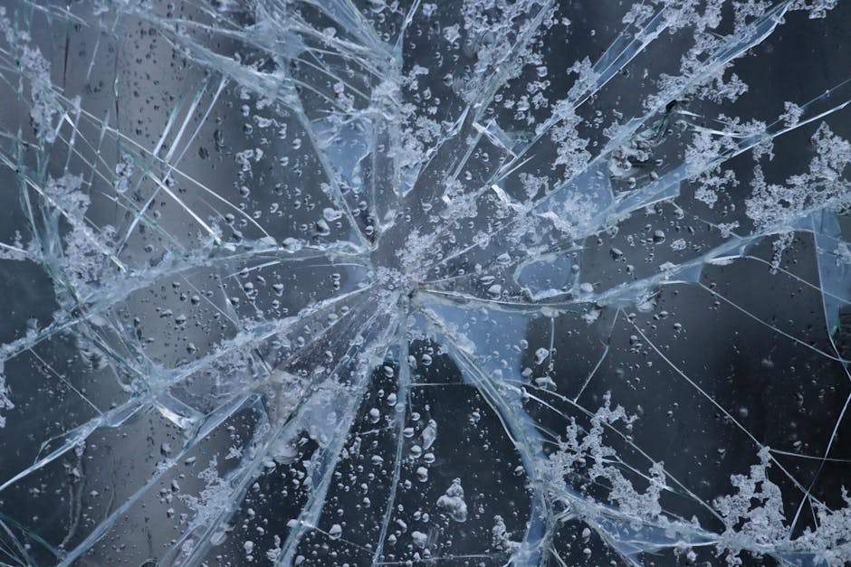 Cracked car windshield